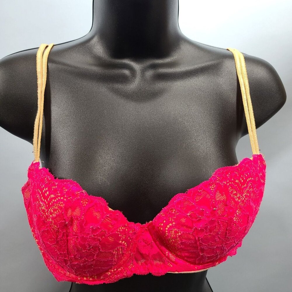 Pink Victoria's Secret Date Push-Up Bra 36B Pink Lace